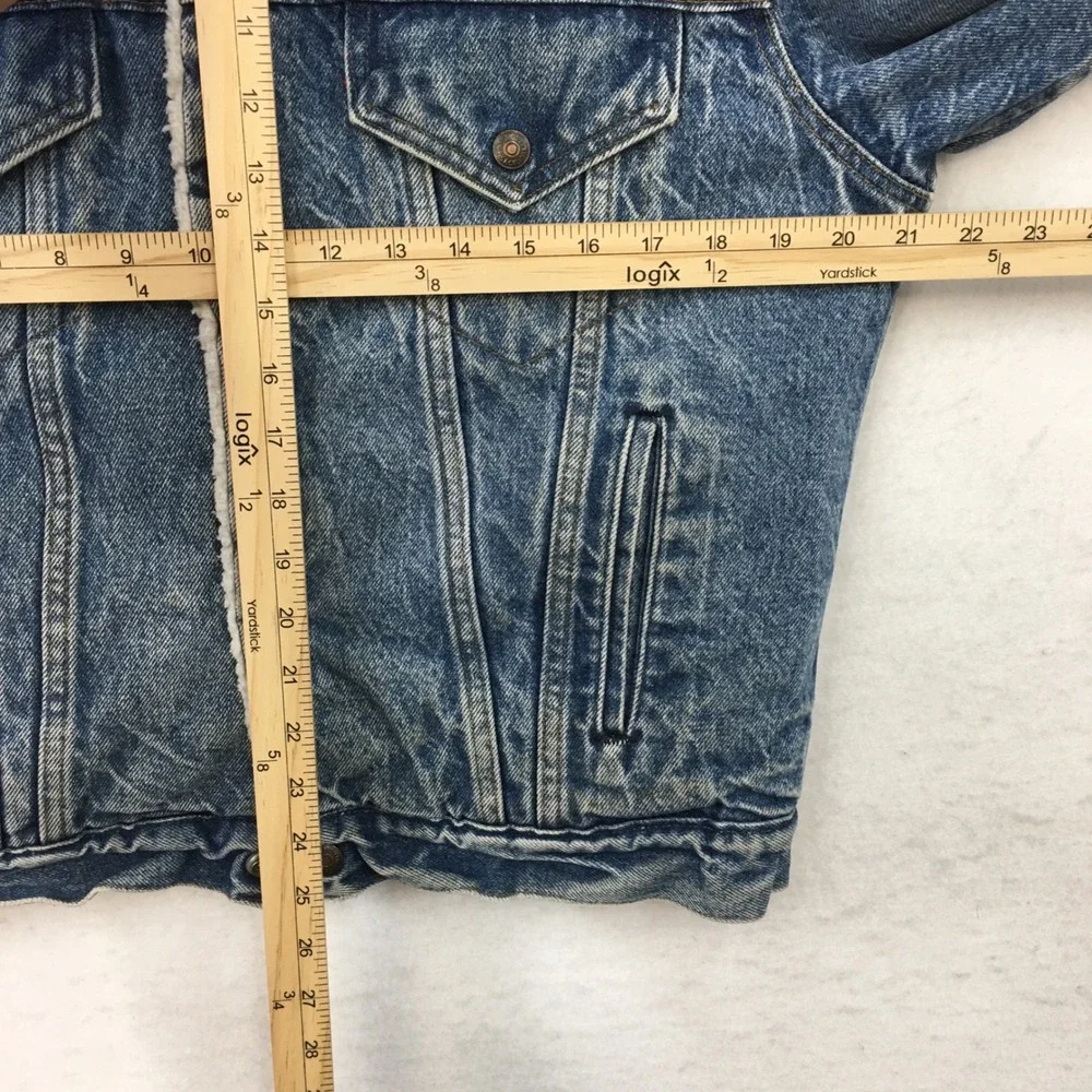 Vintage Levis Sherpa Lined Denim‎ Trucker Jacket Made in USA Blue 38R 70608 0216 - Picture 10 of 10